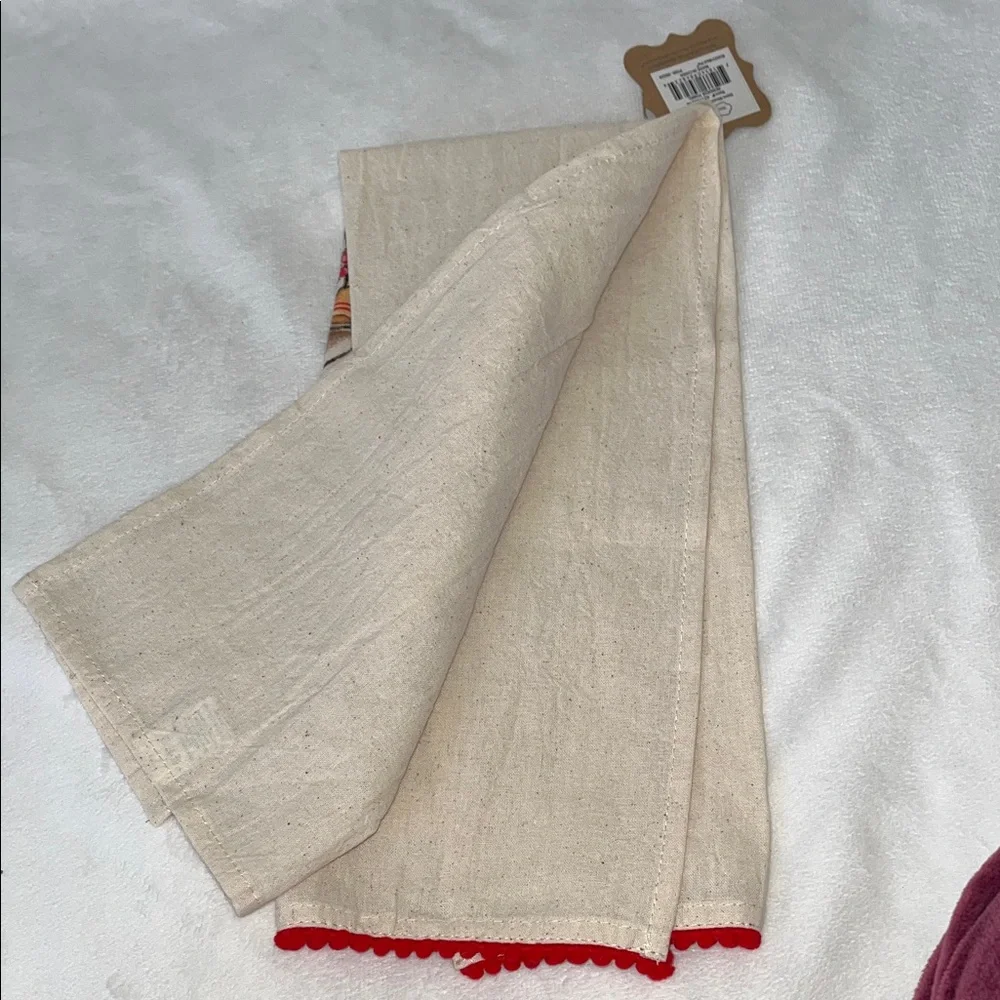 Mud Pie Festive Reindeer Towel - Cream and Red